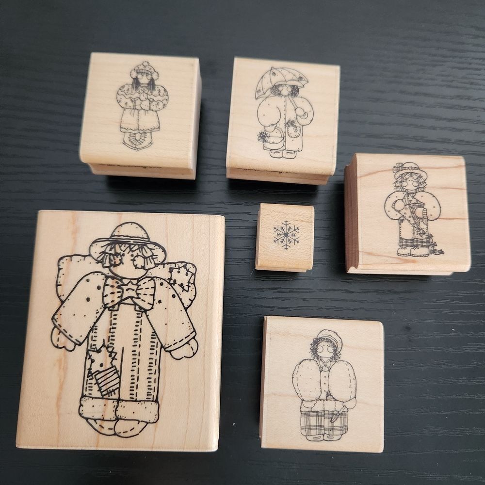 JRL Design Co. Wooden Block Stamp Set 6 Stamps Various Design